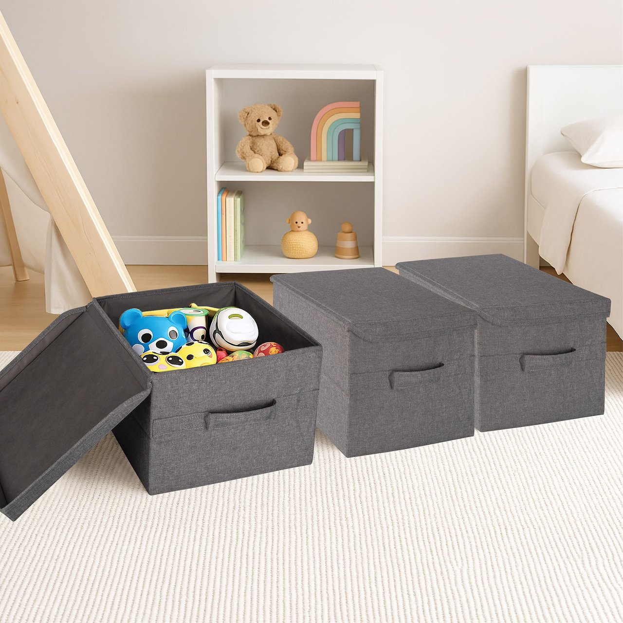 Allspace Collapsible Fabric 3-Pack Storage Bins - Image 1