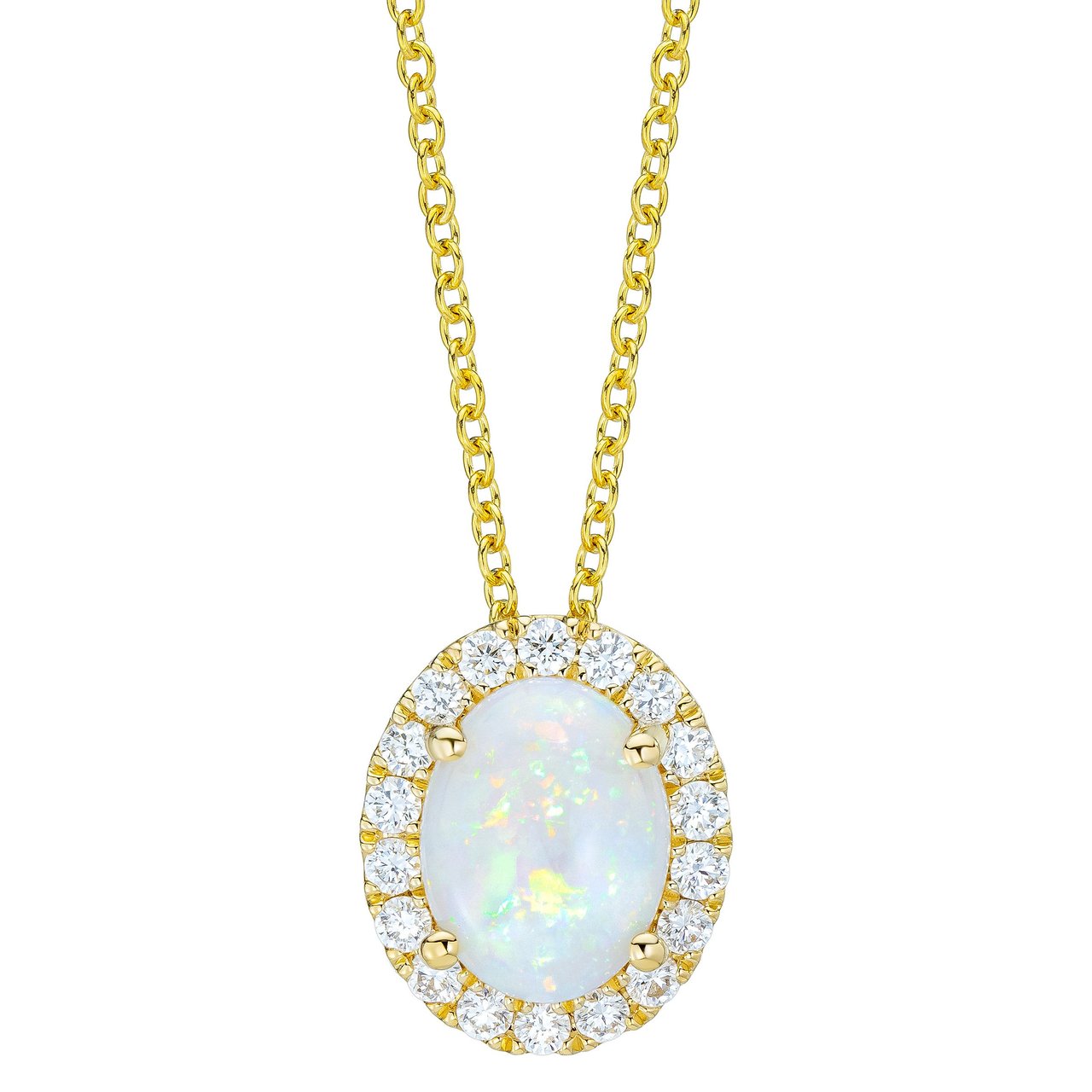 14KT YELLOW GOLD VS2 I 0.21CTW DIAMOND & OPAL PENDANT - Image 1