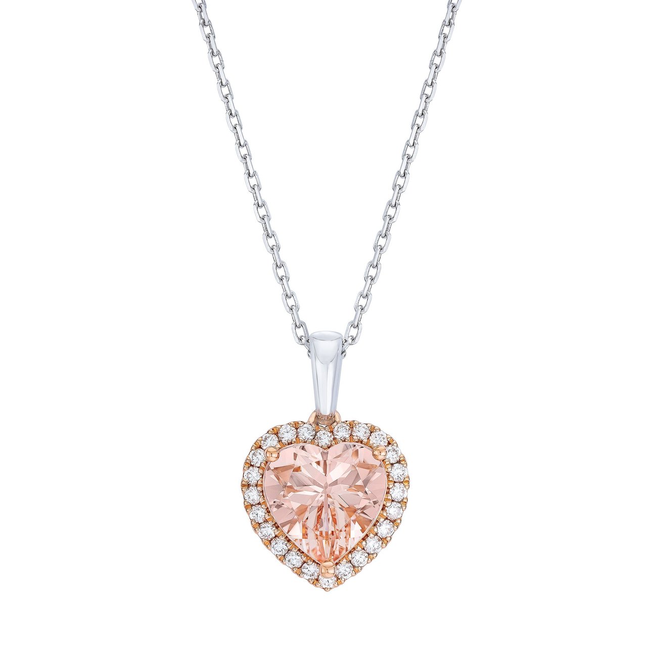 14kt Two-Tone Gold VS2 I 0.25 CTW Diamond Morganite Pendant with 18" Chain - Image 1