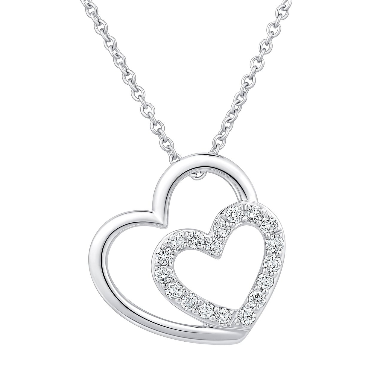 14KT White Gold VS2 I 0.15 CTW Round Diamond Heart Pendant - Image 1