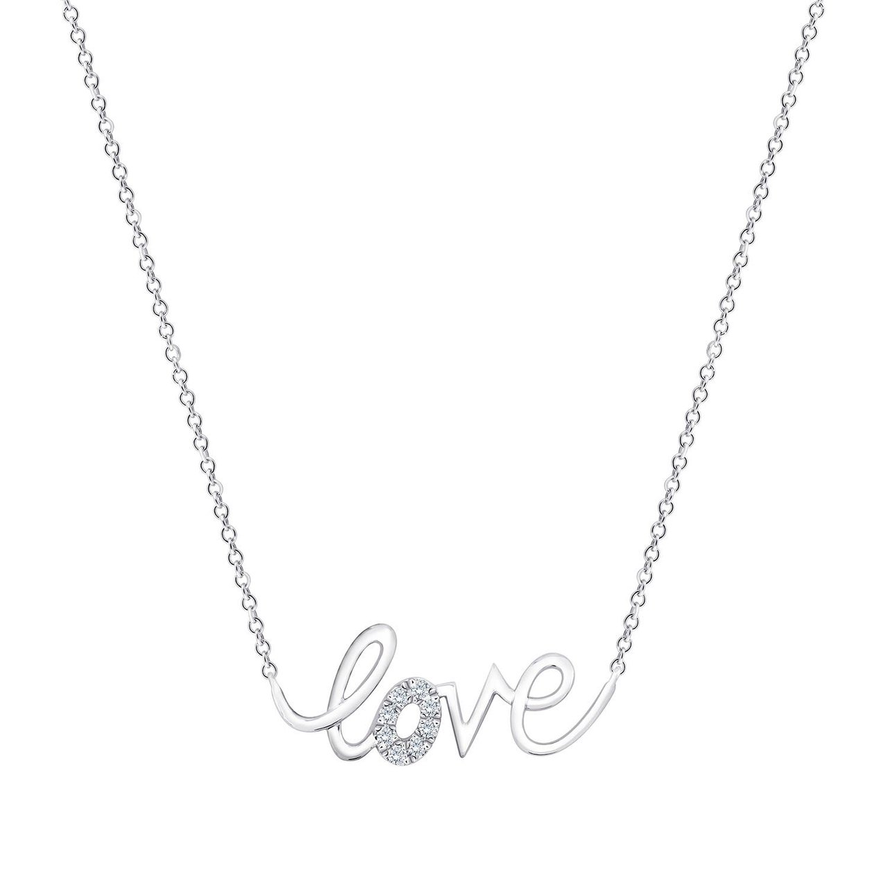 14kt White Gold VS2 I 0.05ctw Round Diamond Love Pendant - Image 1