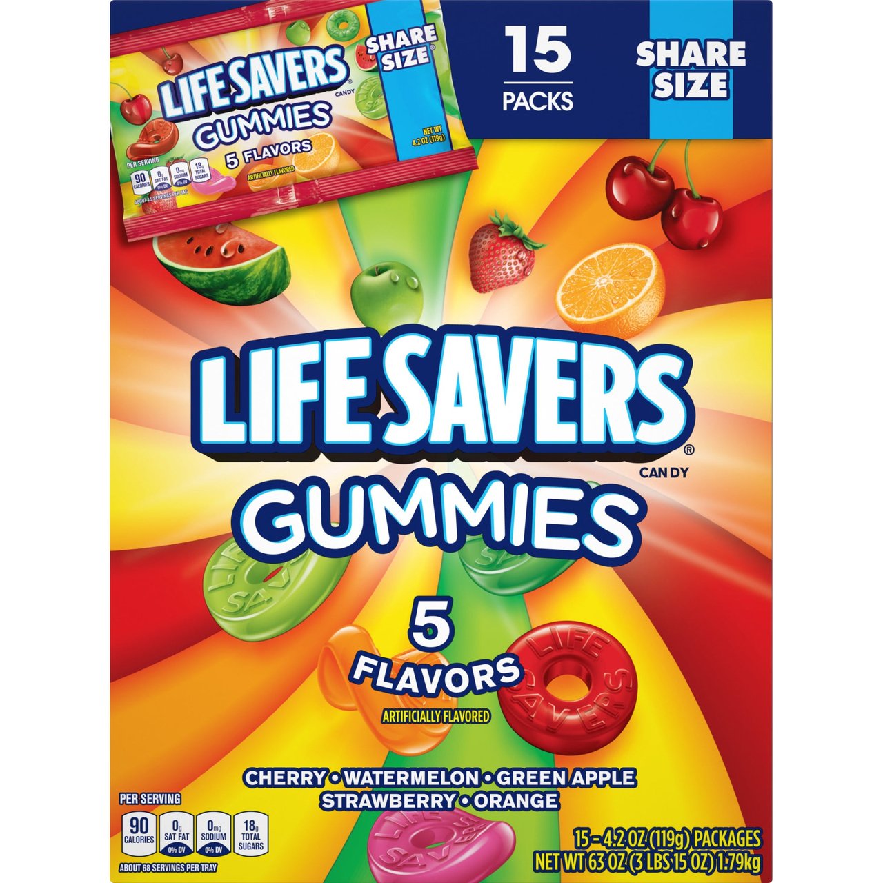Life Savers Gummies 5 Flavors, 15 ct / 4.2 oz - Image 1
