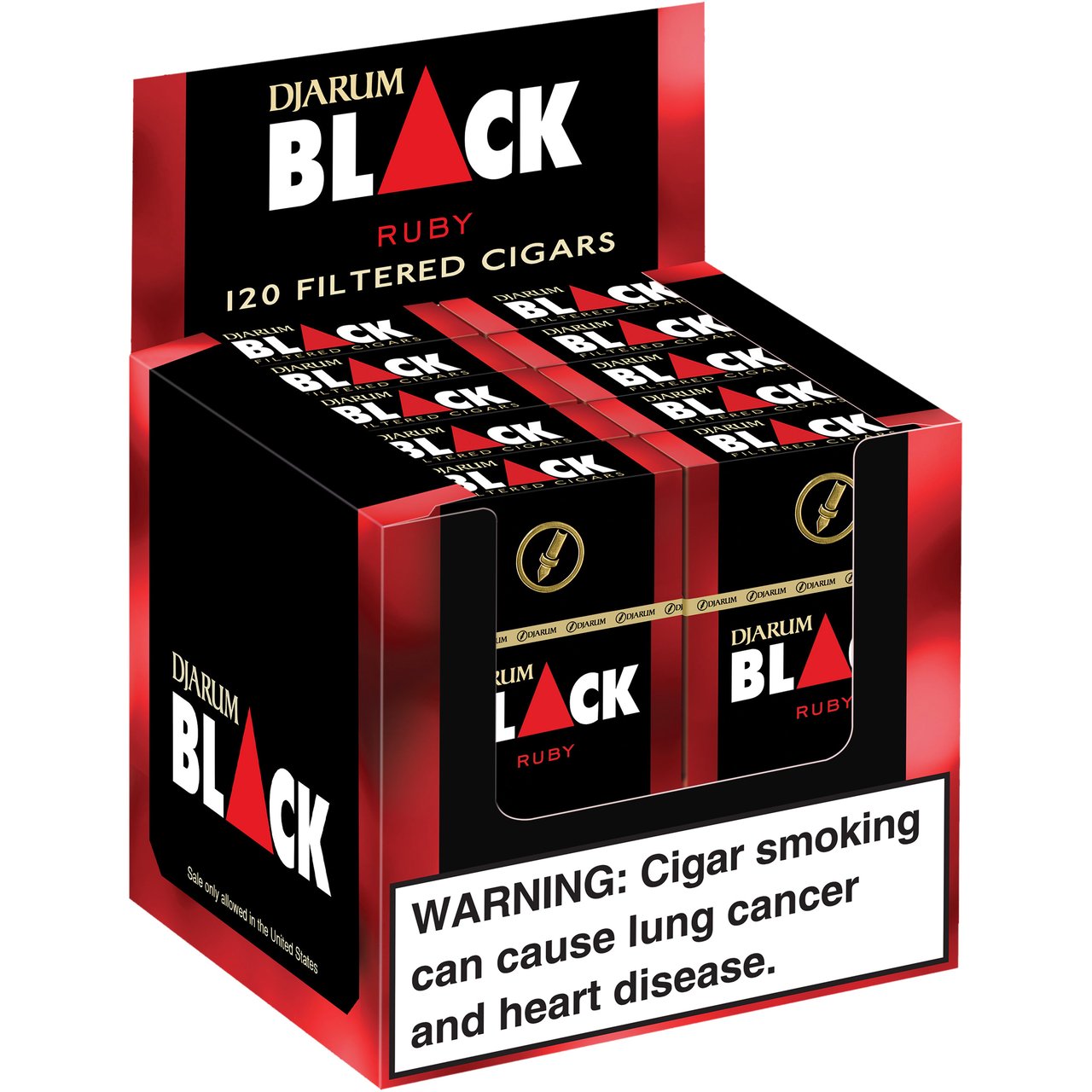 Djarum Black Ruby Filtered Clove Cigars, 10 Packs of 12 (#490571)