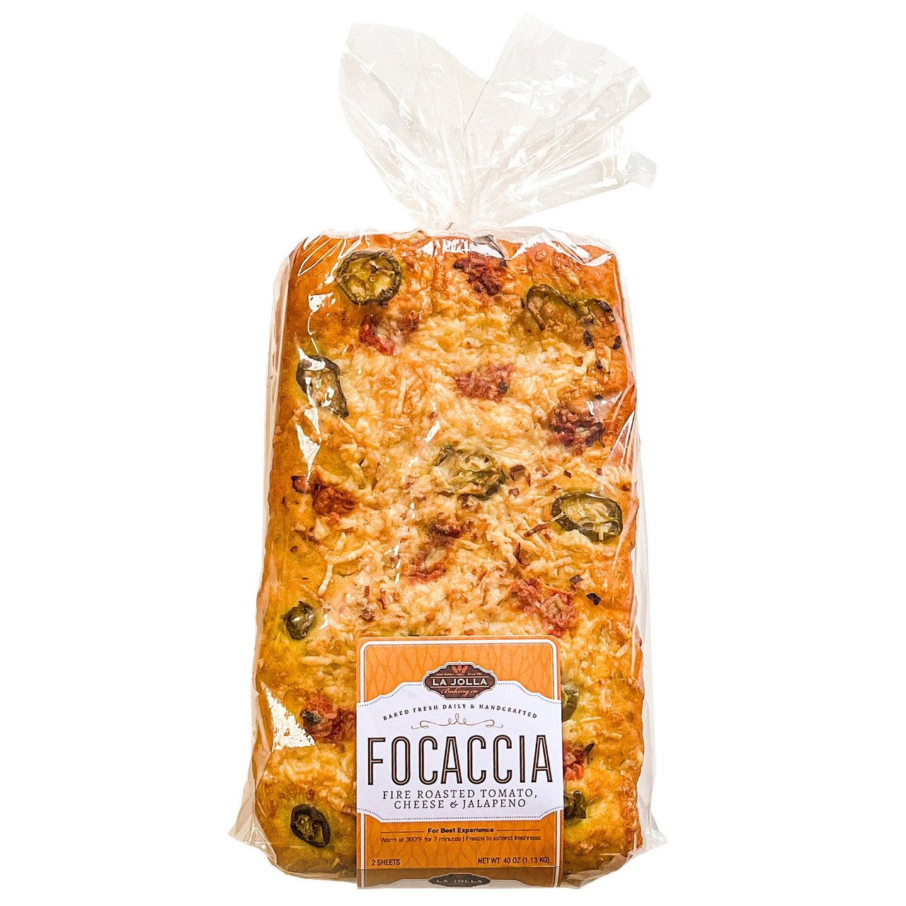 La Jolla Baking Co. Focaccia Tomato Jalapeño Cheese 2/40 oz - Image 1