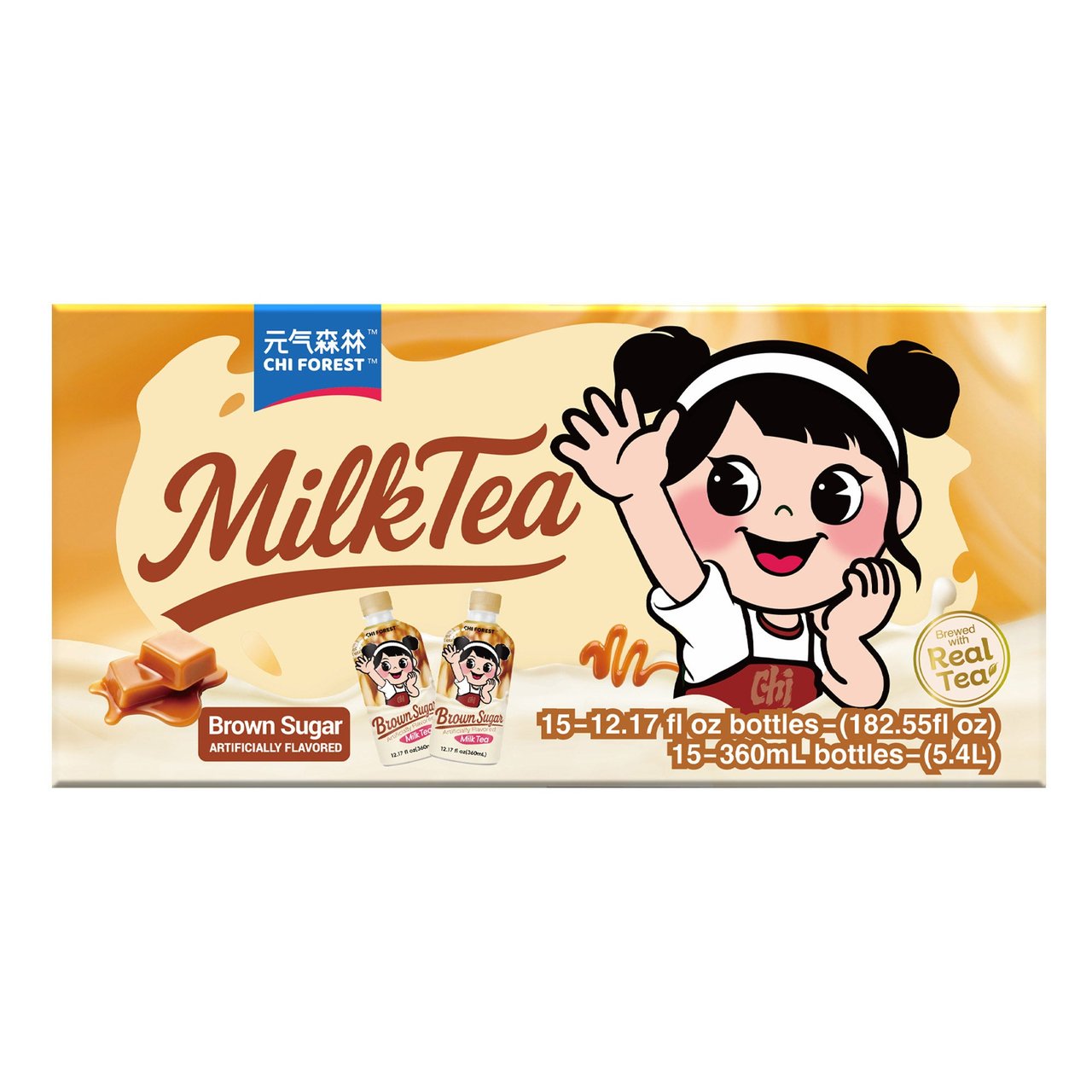 Chi Forest Brown Sugar Milk Tea, 15-Pack, 12.17 oz Each - Image 1