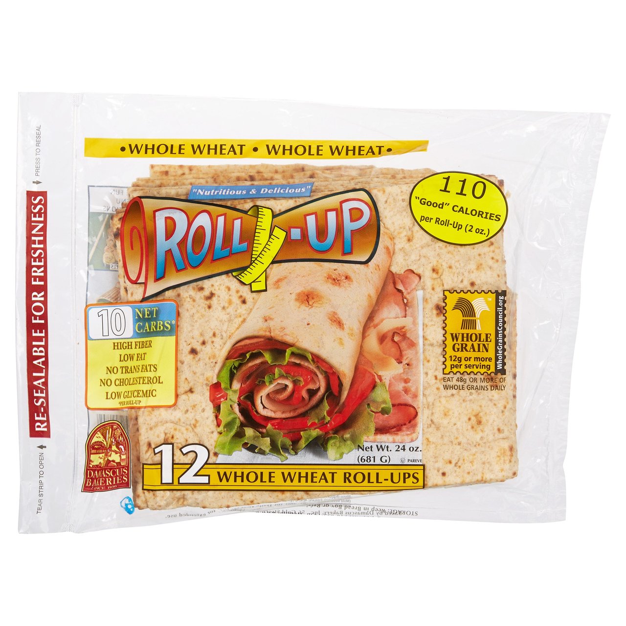 Damascus Bakery Roll Up Wraps, 12 ct / 2 oz Each (1.5 lbs)