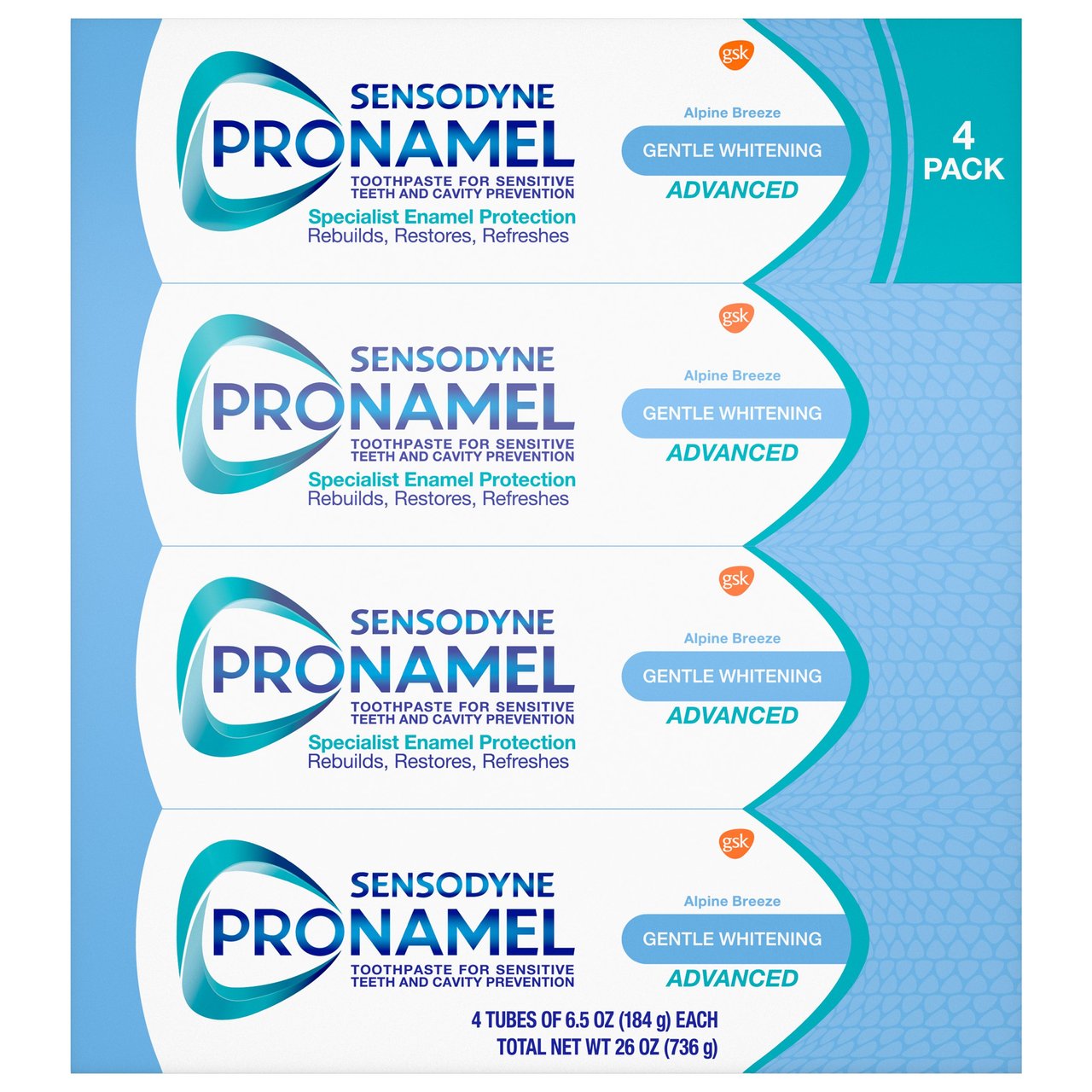 Sensodyne Pronamel Gentle Whitening Advanced Toothpaste, 4-Pack (6.5 oz each) - Image 1
