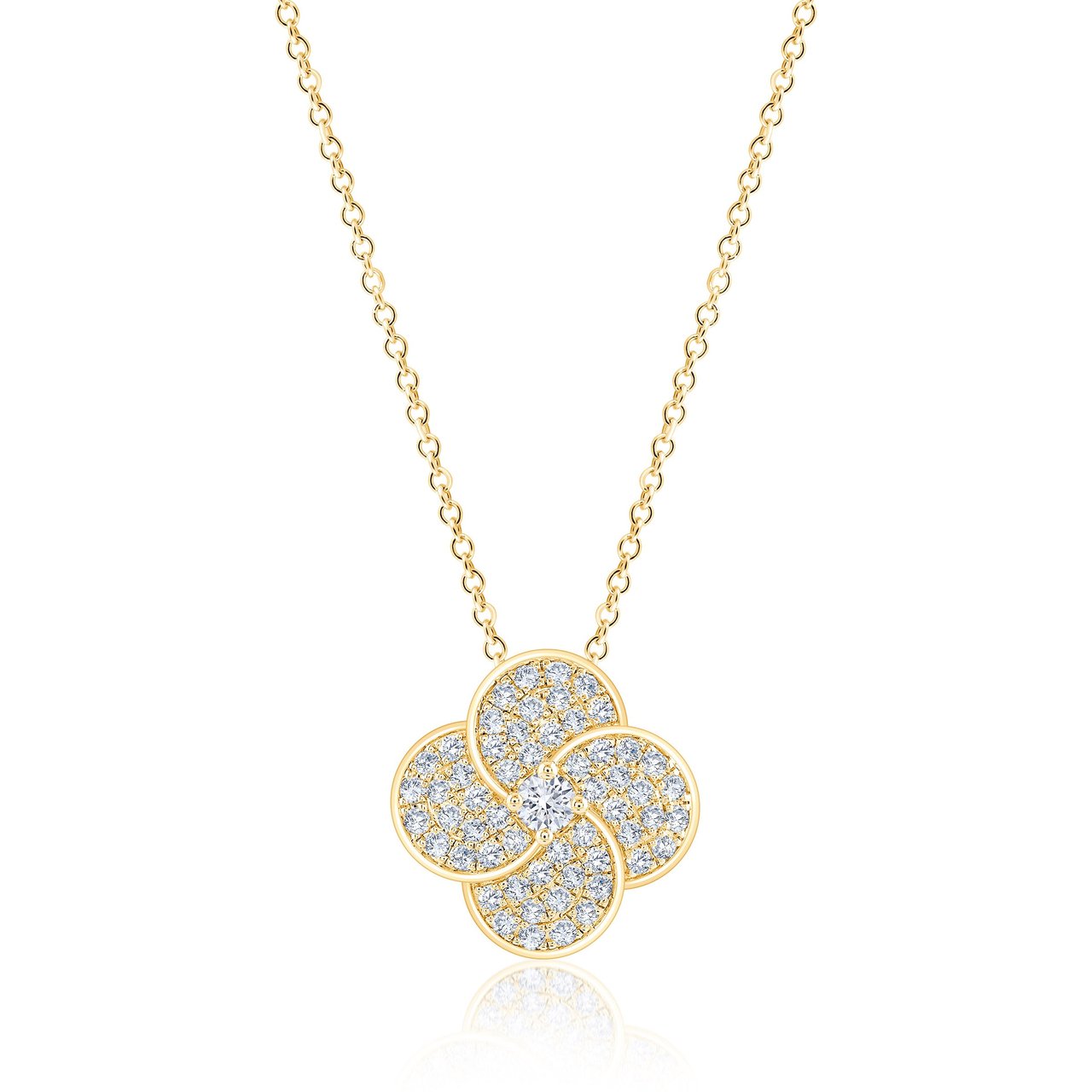 14kt Yellow Gold VS2 I 0.50 ctw Round Diamond Flower Pendant - Image 1