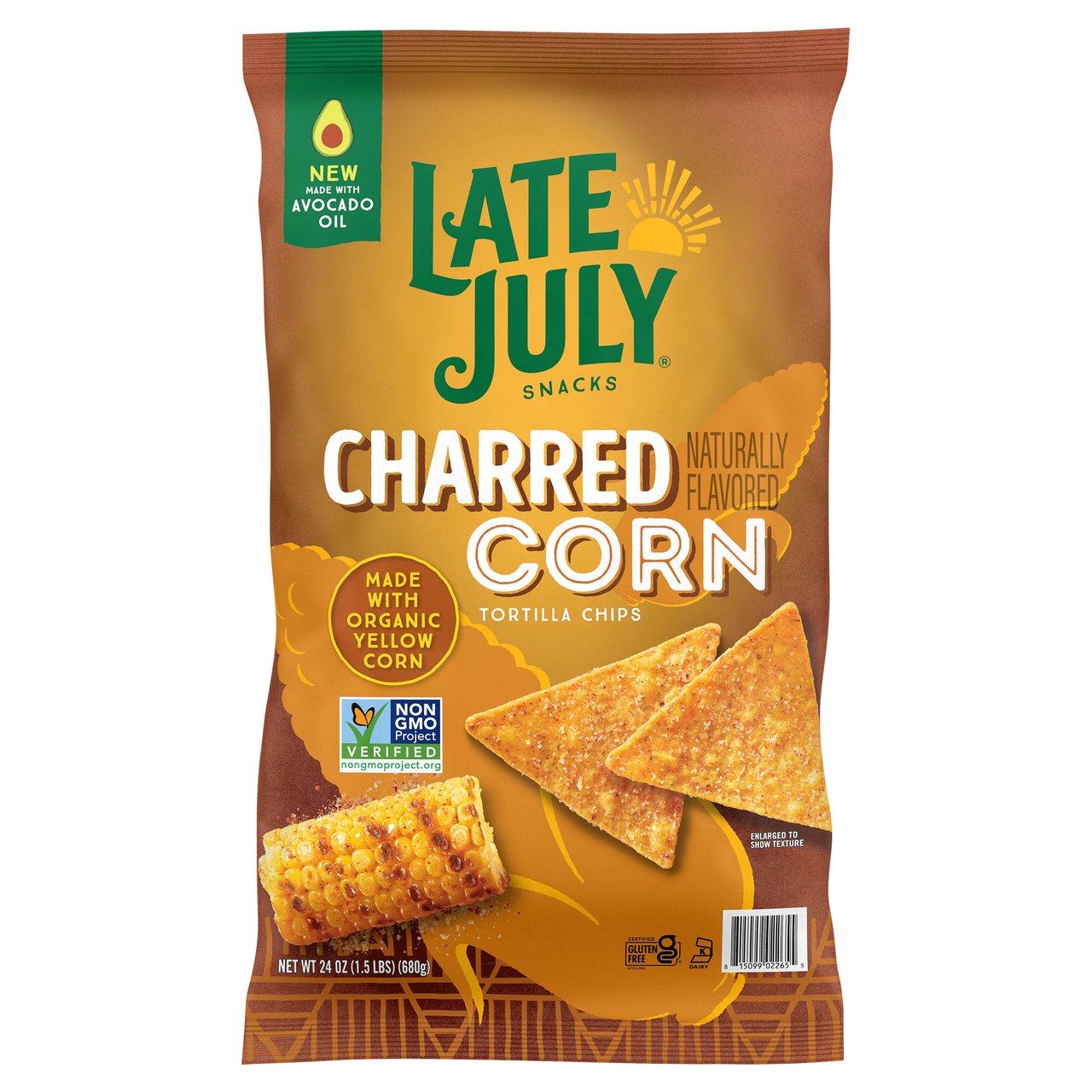 Late July Charred Corn Avocado Oil Tortilla Chips 24 oz - Image 1