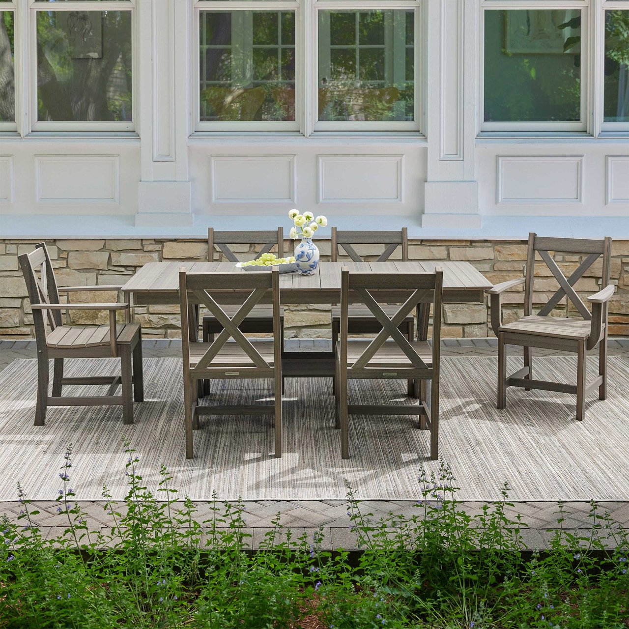 Leisure Line 7-Piece Outdoor Patio Dining Set by Tangent - Gray - Image 1