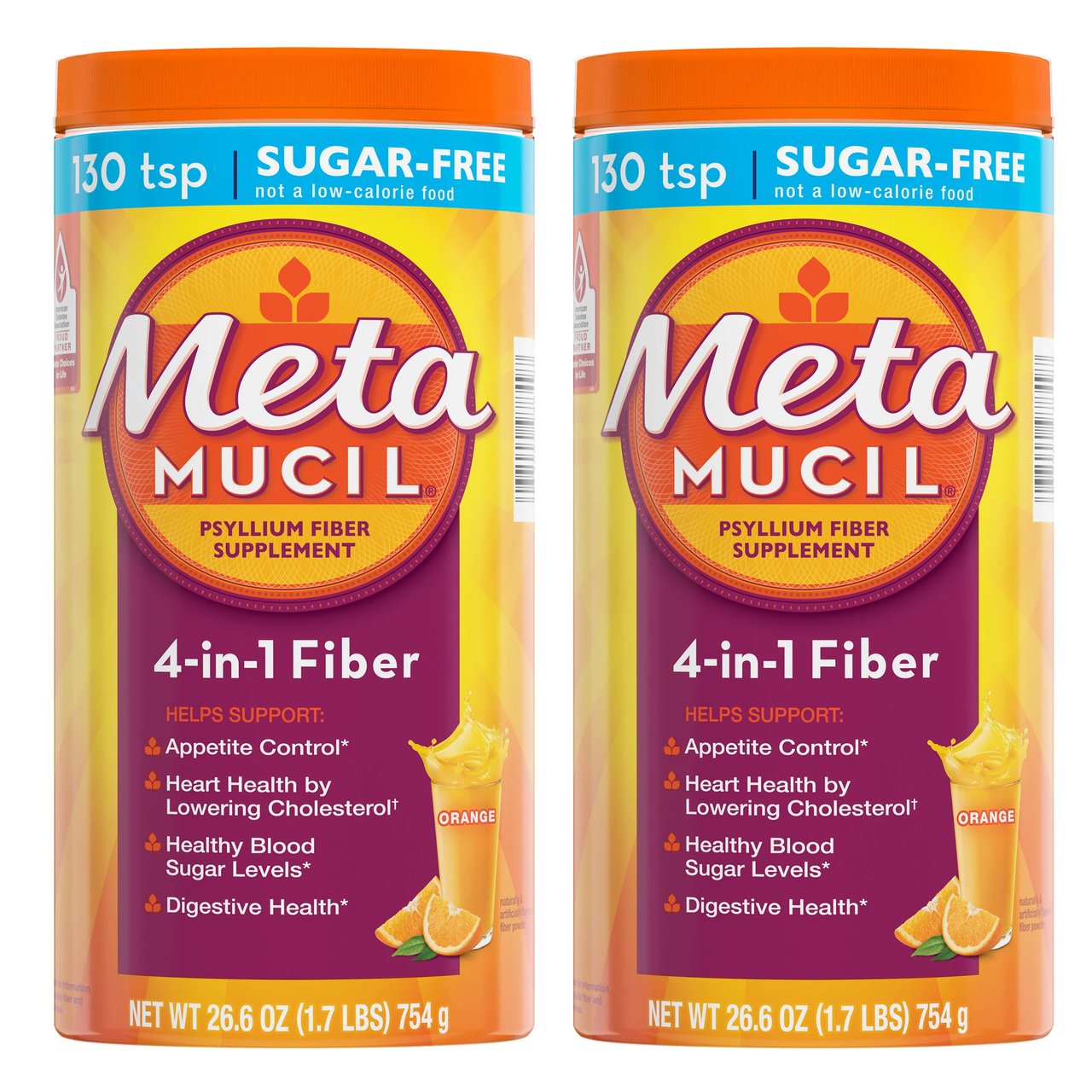 Metamucil Sugar Free Smooth Texture Orange 2X130 Doses - Image 1