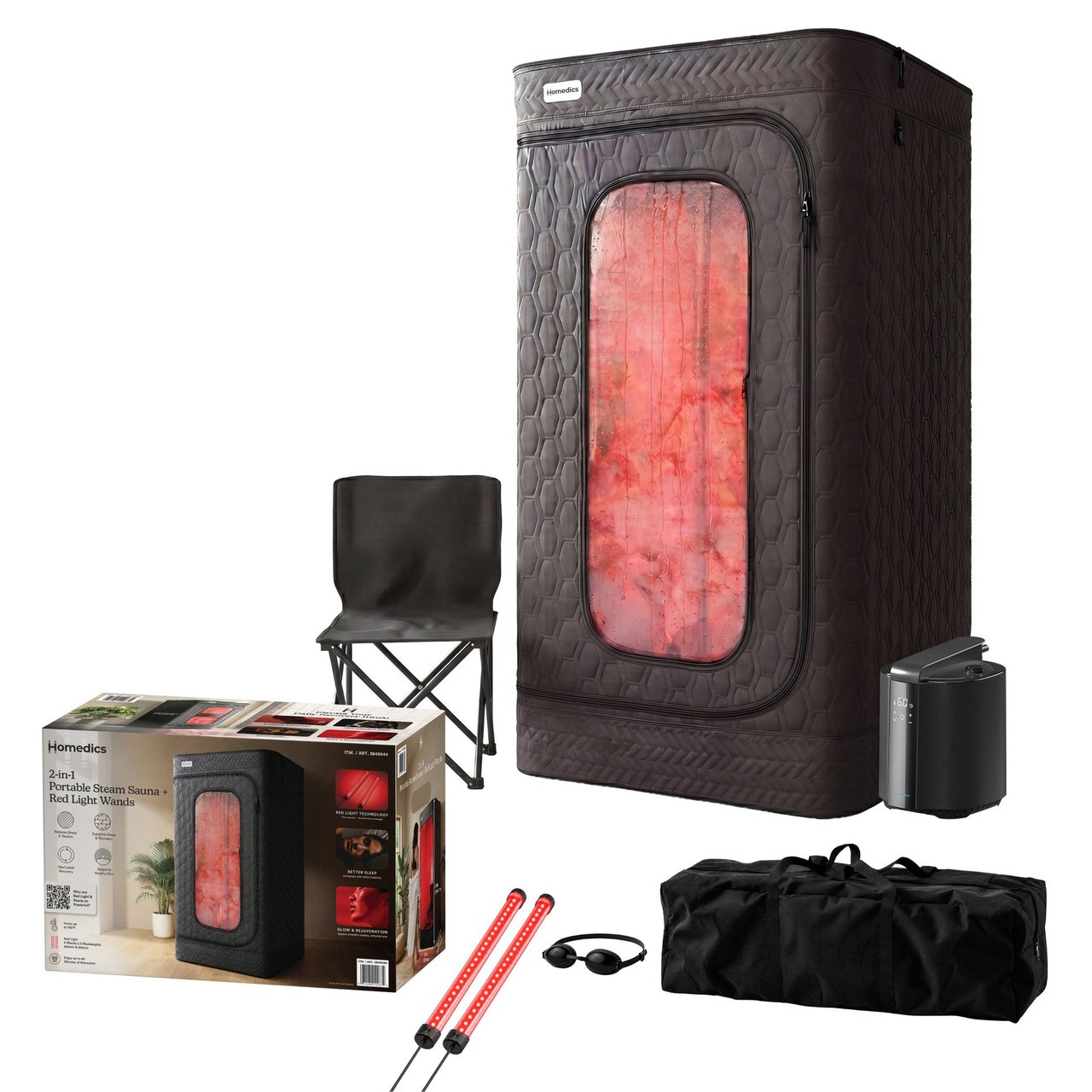 HOMEDICS PREMIUM PORTABLE RED LIGHT SAUNA BLACK - Image 1