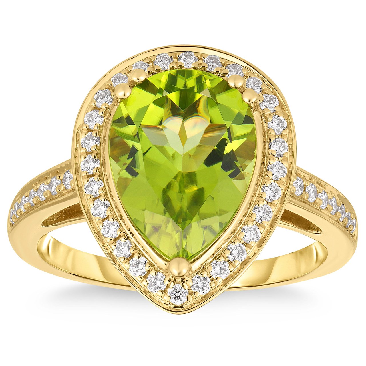 14KT YELLOW GOLD .23CTW VS2,I DIAMOND PERIDOT RING - Image 1