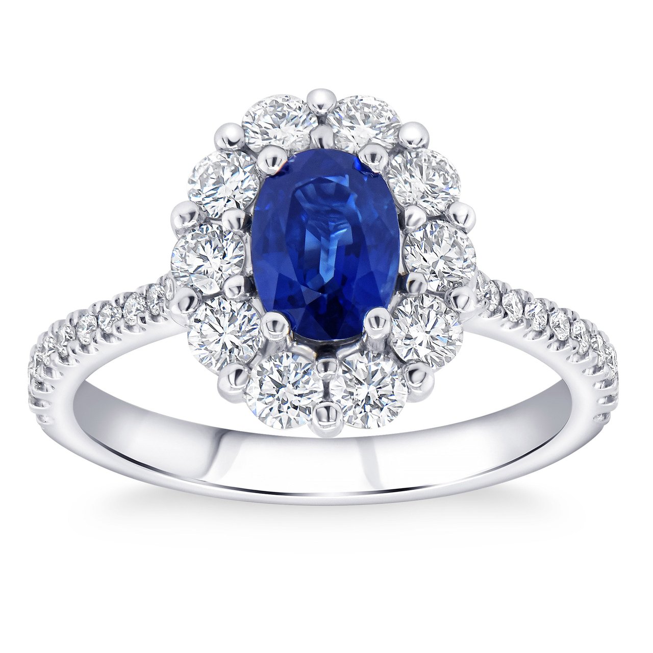 Platinum VS2 I 0.86 CTW Diamond & Blue Sapphire Ring - Image 1