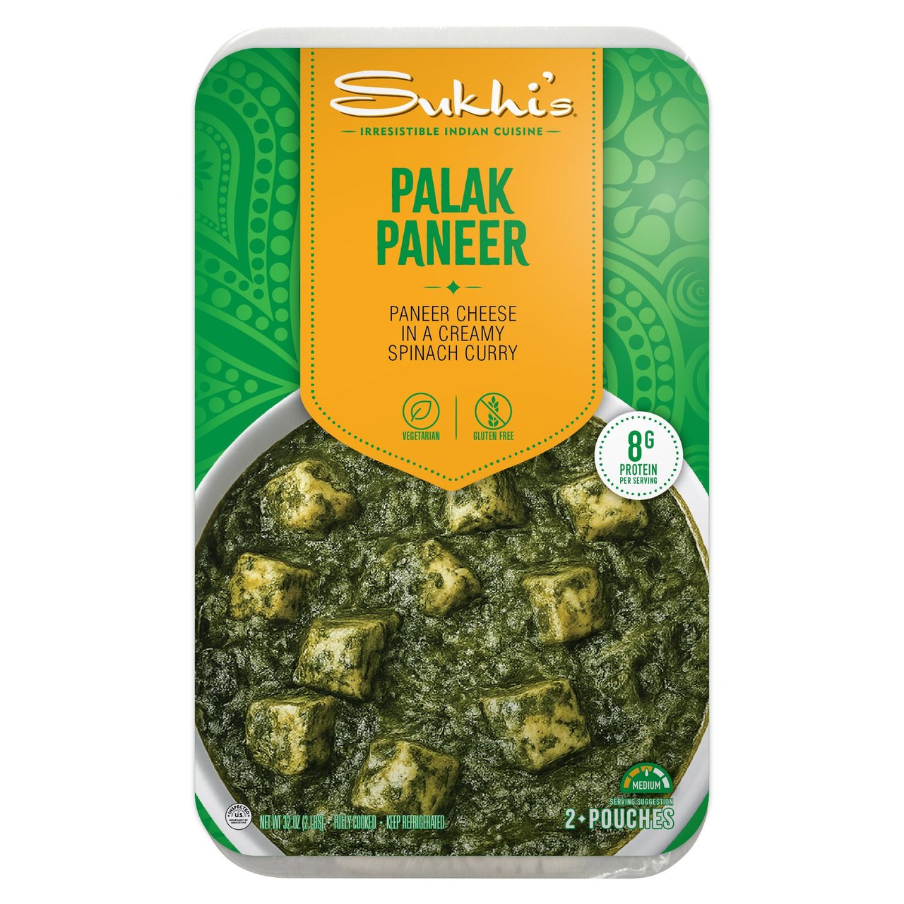SUKHI'S PALAK PANEER 2 PACK 16 OUNCES EACH - Image 1