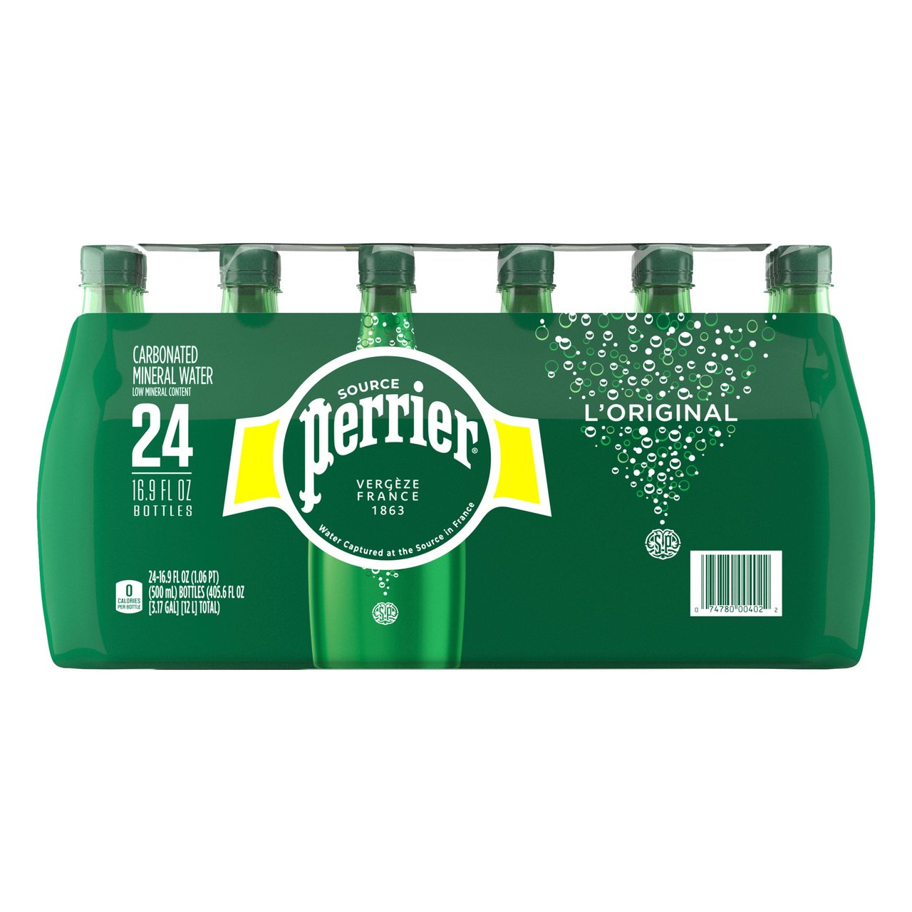 Perrier Sparkling Mineral Water, 24-Pack 16.9 fl oz Bottles - Image 1