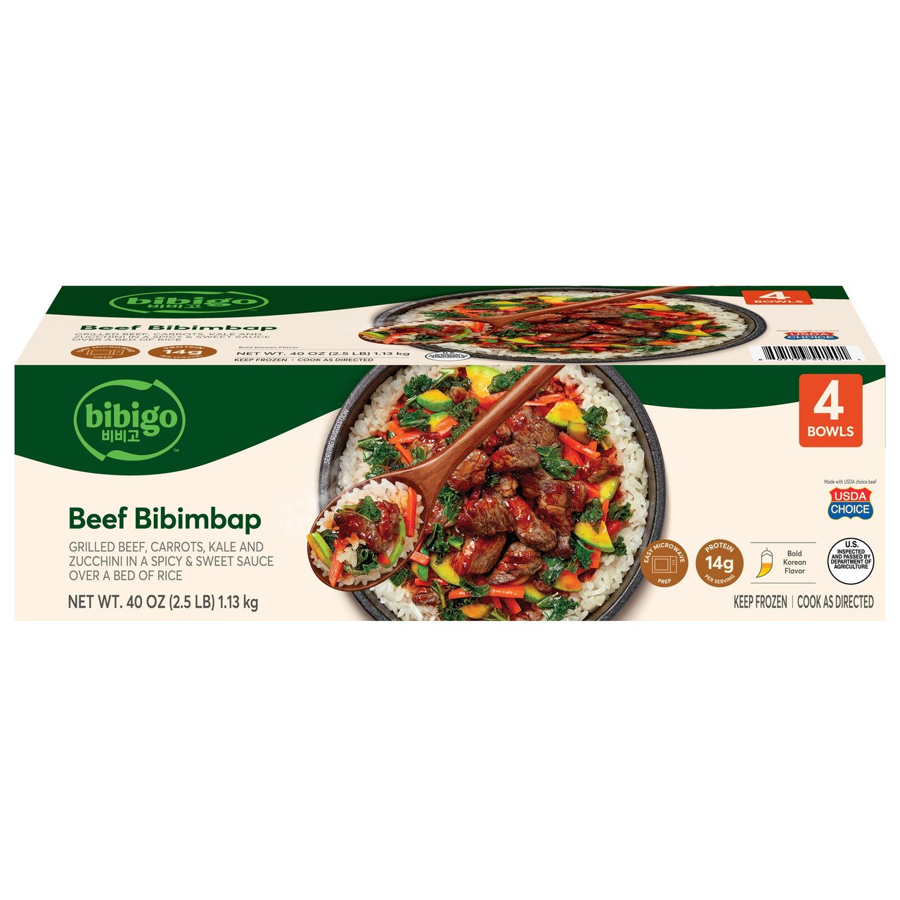 Bibigo Beef & Vegetable Bibimbap Bowls, 4 x 10 oz - Image 1