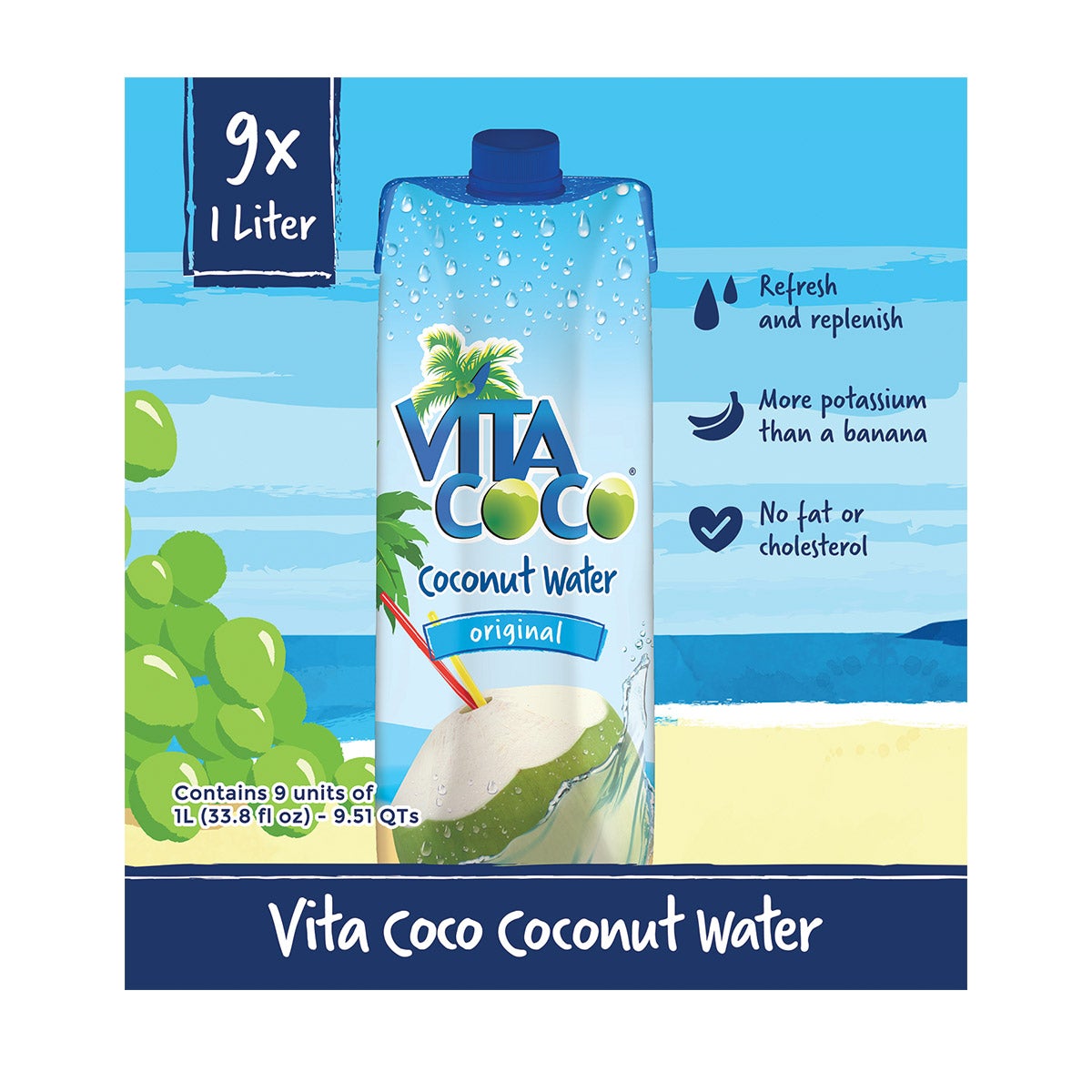 Vita Coco Coconut Water 9/1 Liter Bottles - Image 1