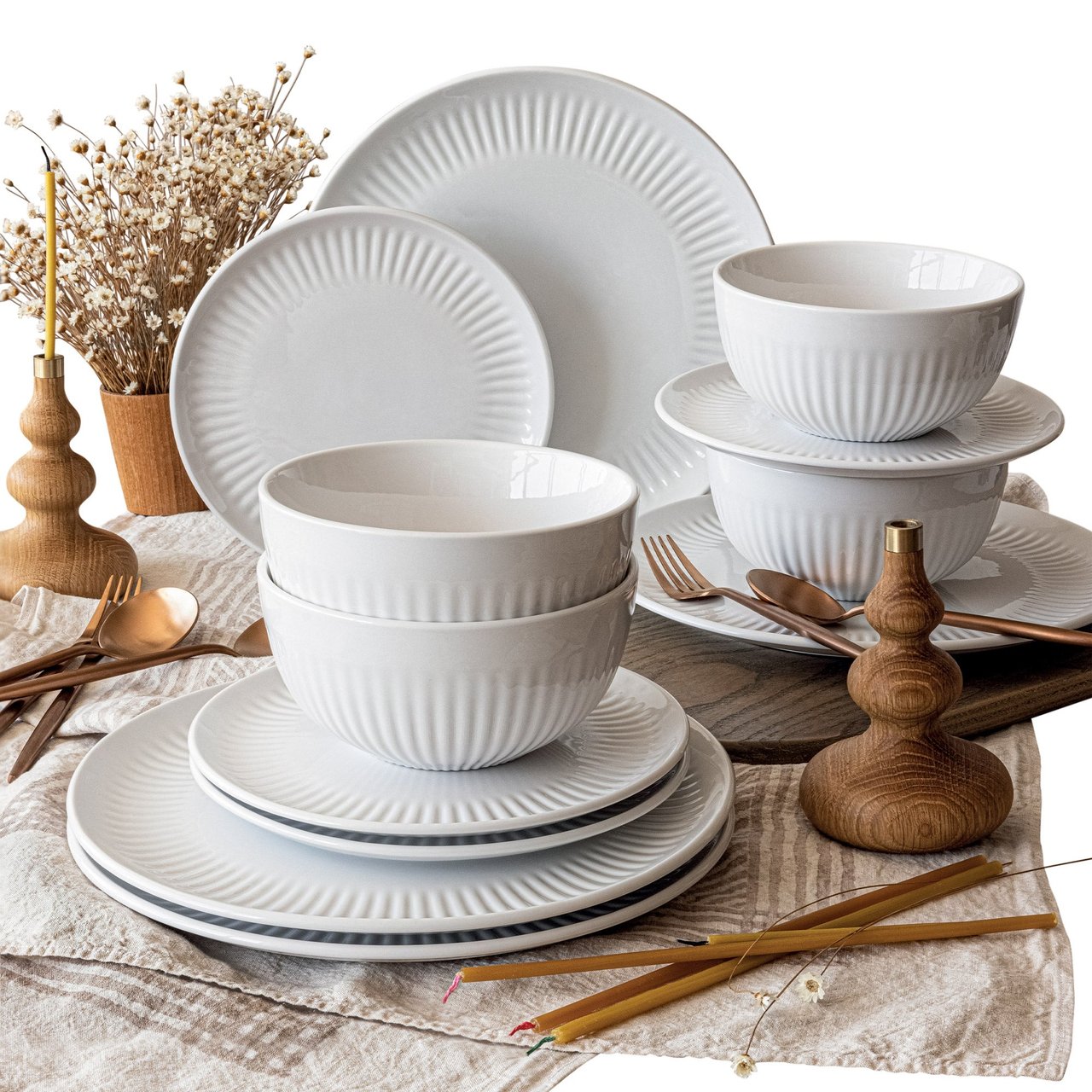 over&back Enjoy 12-Piece Porcelain Dinnerware Set - Image 1