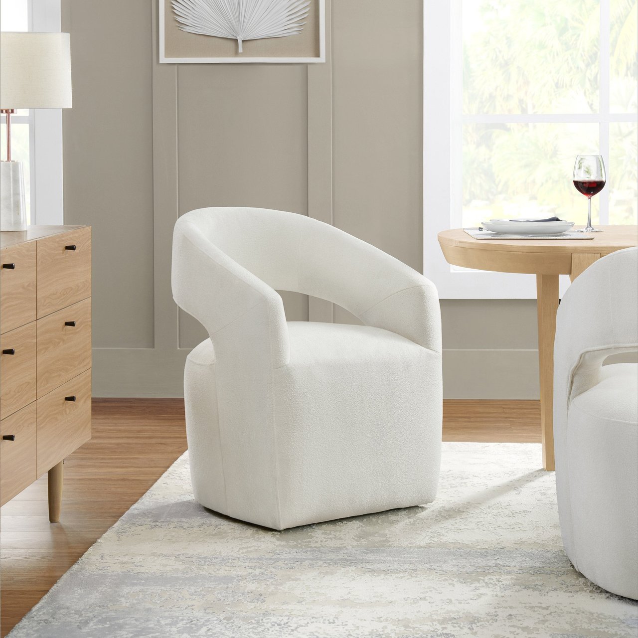 Aiden & Ivy Alivia Fabric Dining Chair with Casters - Image 1