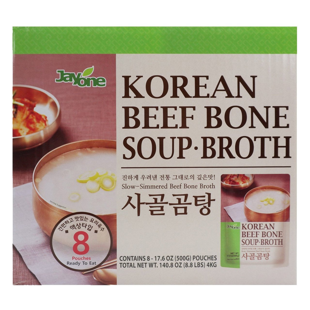 Jayone Korean Beef Bone Soup Broth 8 Pack 17.6 oz Each - Image 1