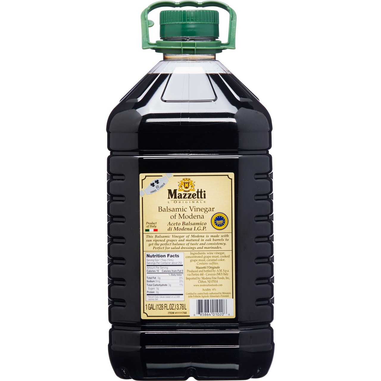Mazzetti Balsamic Vinegar of Modena, 1 Gallon
