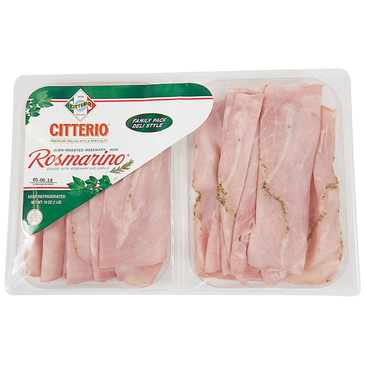 Citterio Sliced Rosemary Ham 2/8 oz - Image 1
