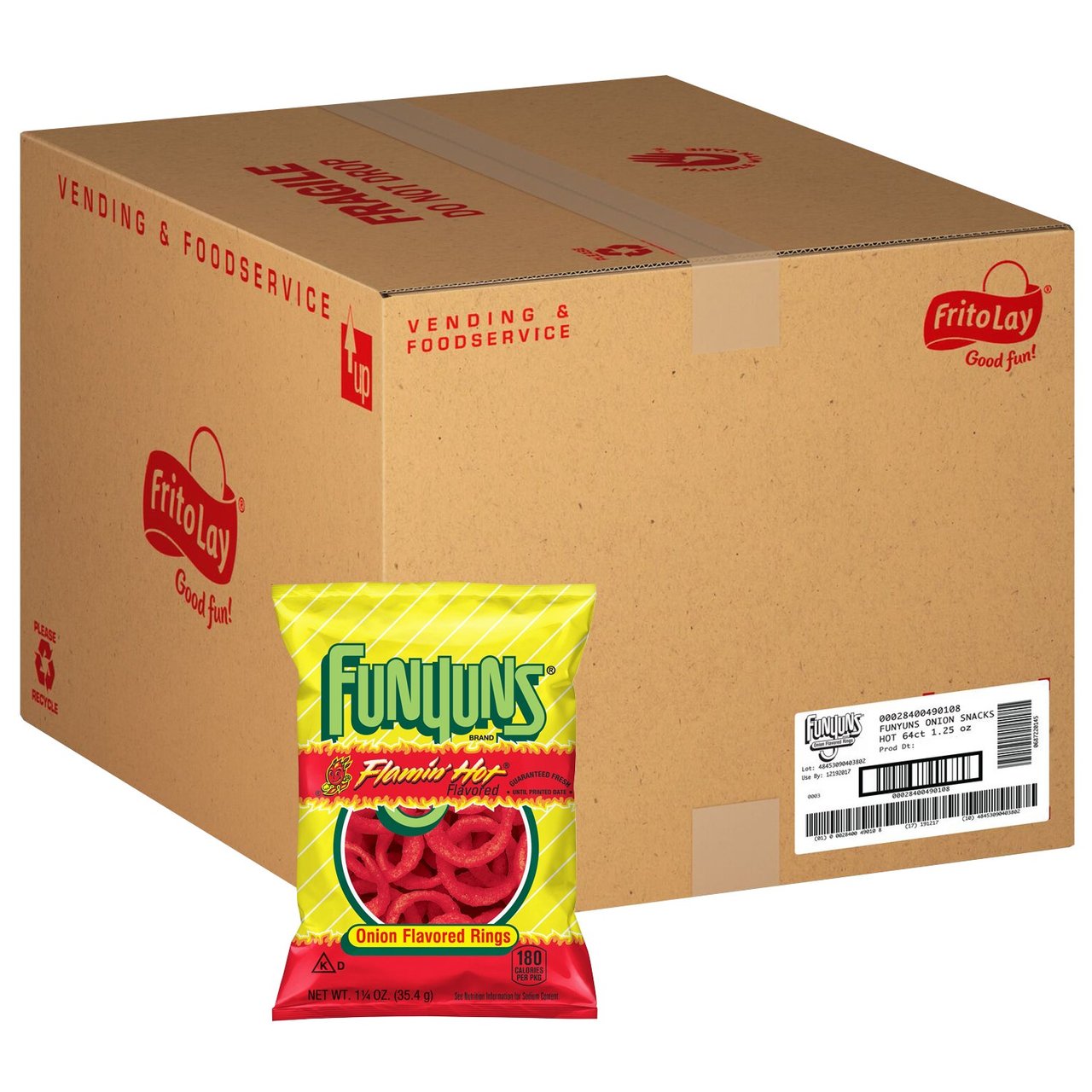 Frito-Lay Funyuns Flamin' Hot Onion Flavored Rings, 64 Count/1.25 oz - Image 1