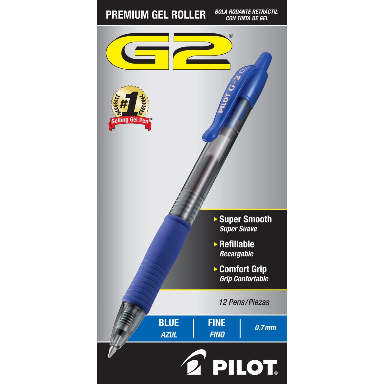 Pilot G2 Gel Ink Pens, Fine Point, Blue Ink, 12-Pack - Image 1