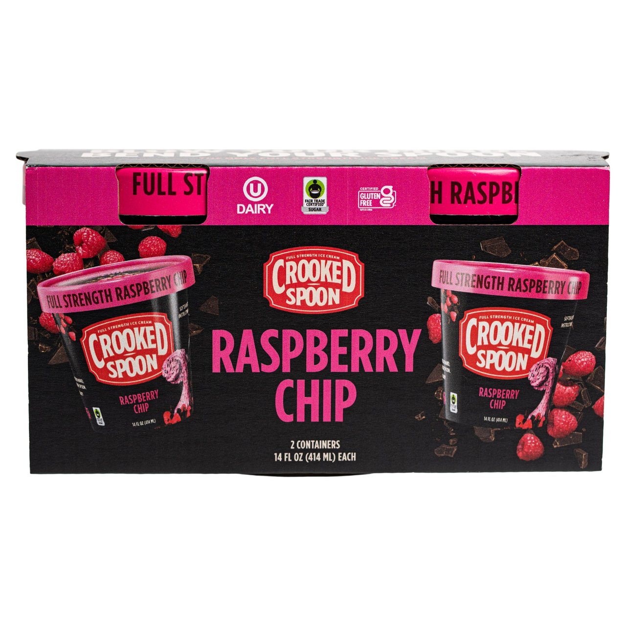 Crooked Spoon Raspberry Chip Full Strength Ice Cream, 2 x 14 fl oz - Image 1