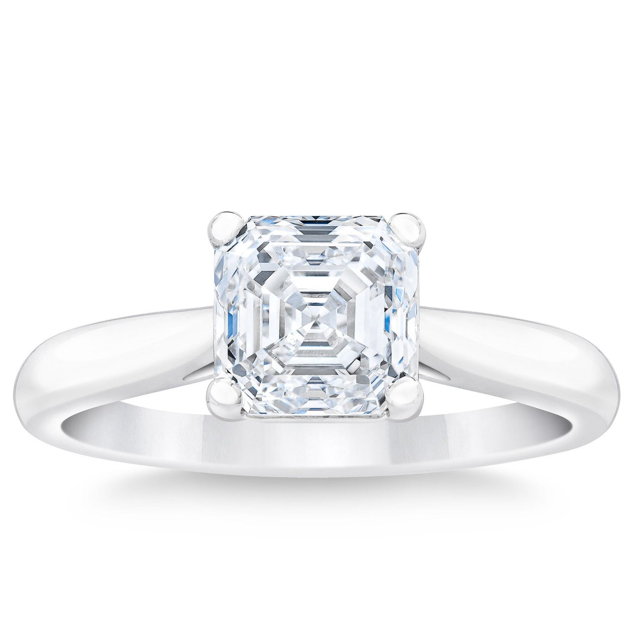 1.50CT SQUARE EMERALD PLATINUM SOLITAIRE RING VVS2 "G" COLOR - Image 1