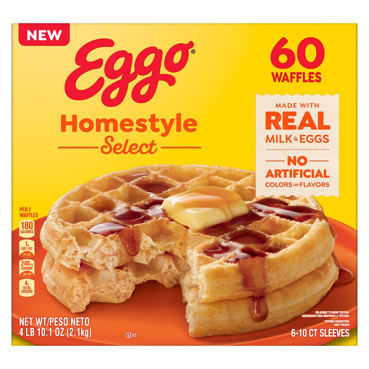 Kellogg's Eggo Homestyle Select Waffles, 60-Count (1.24 oz each) - Image 1