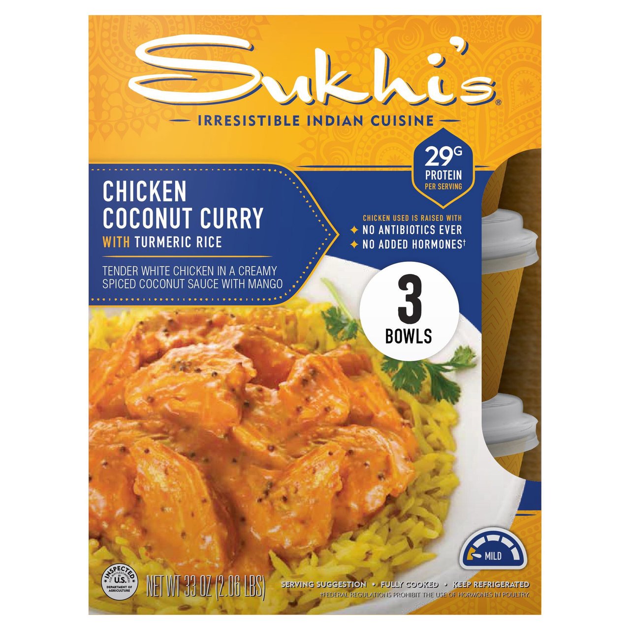 Sukhi's Coconut Curry Chicken with Turmeric Rice Bowls, 3 x 11 oz - Image 1