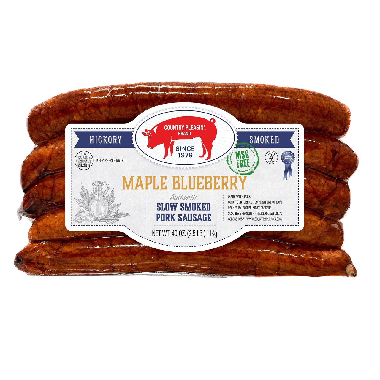 Country Pleasin' Blueberry Maple Sausage 2.5 lbs - Image 1