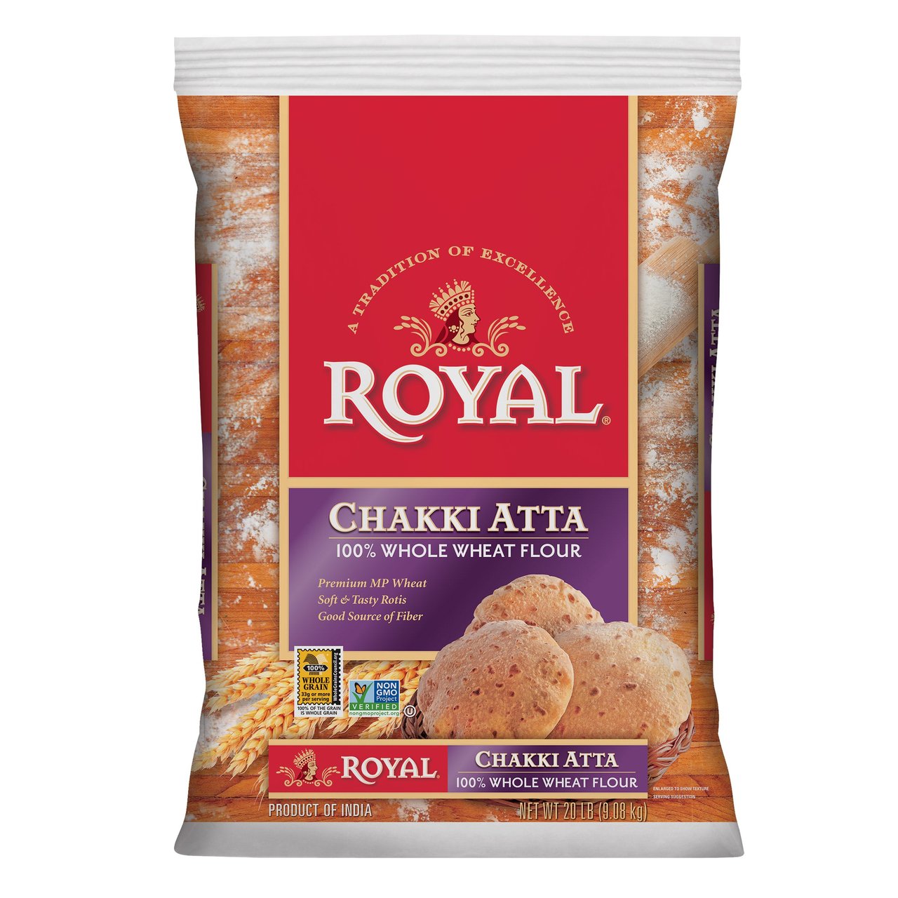 Royal Chakki Atta 100% Whole Wheat Flour 20 lbs - Image 1