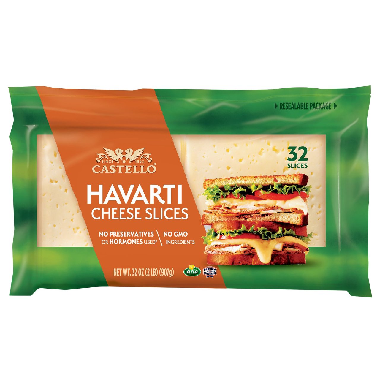 Castello Havarti Cheese Slices, 32 oz (2 lbs) - Image 1