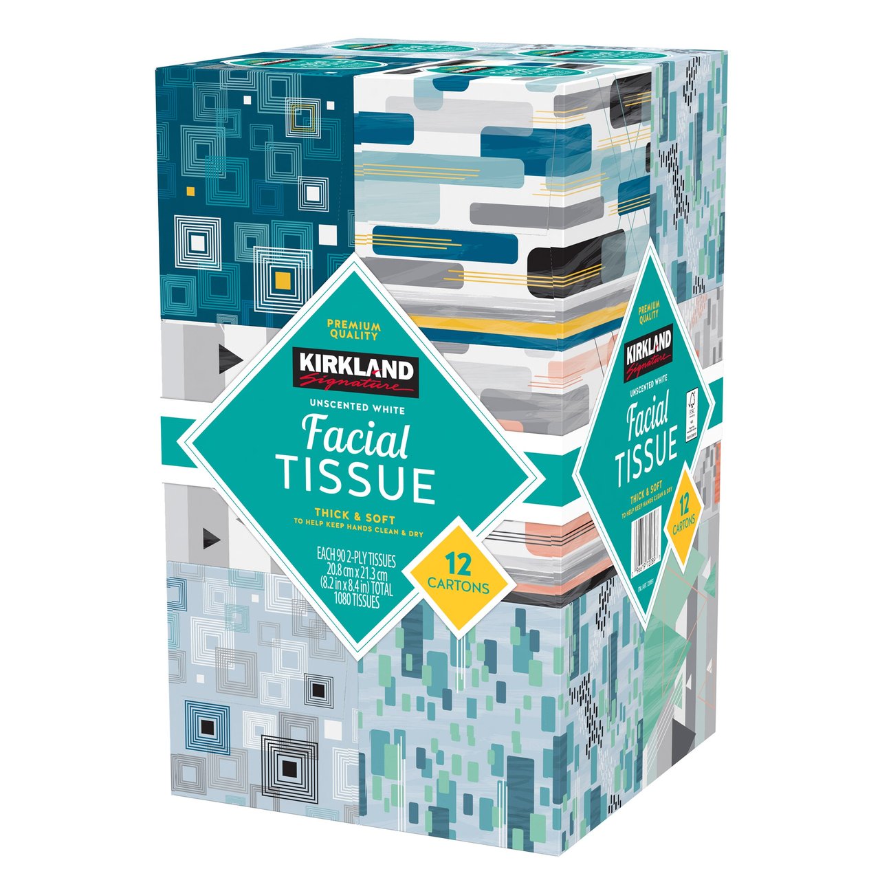 Kirkland Signature Facial Tissue Upright, 2-Ply, 90-Count, 12-Pack - Image 1