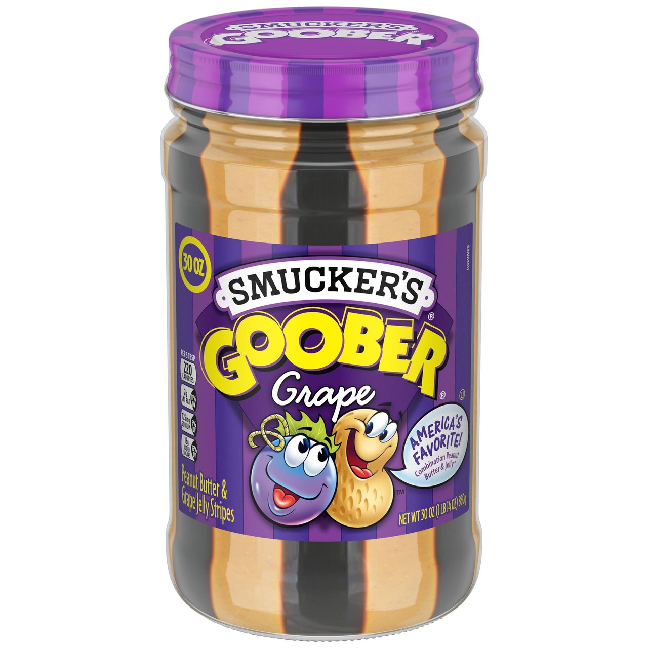 Smucker's Goober Grape Peanut Butter & Jelly Stripes, 30 Ounces - Image 1