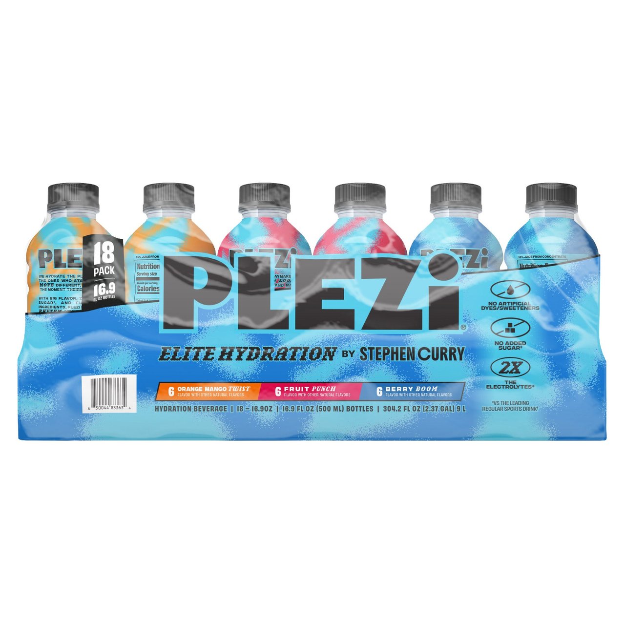 PLEZi Hydration Beverage Variety Pack, 18 x 16.9 oz - Image 1