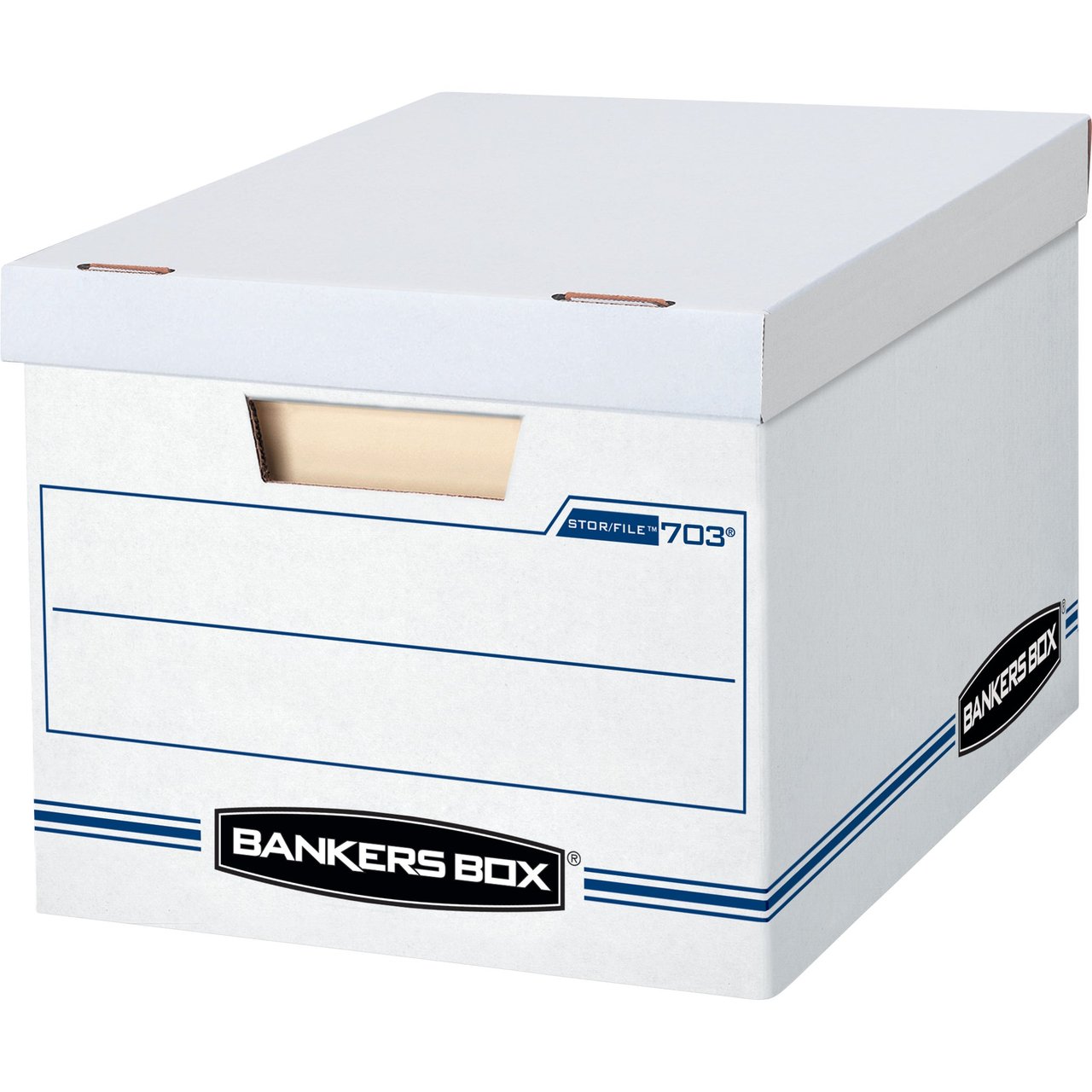 Bankers Box Stor/File Storage Box, 4-Pack (FEL0070308), White/Blue - Image 1