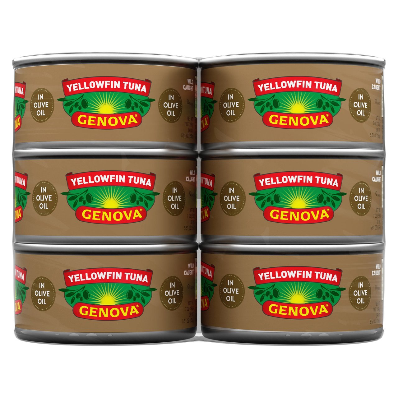 Genova Yellowfin Light Tuna in Olive Oil, 6 Pack, 7 oz Cans - Image 1