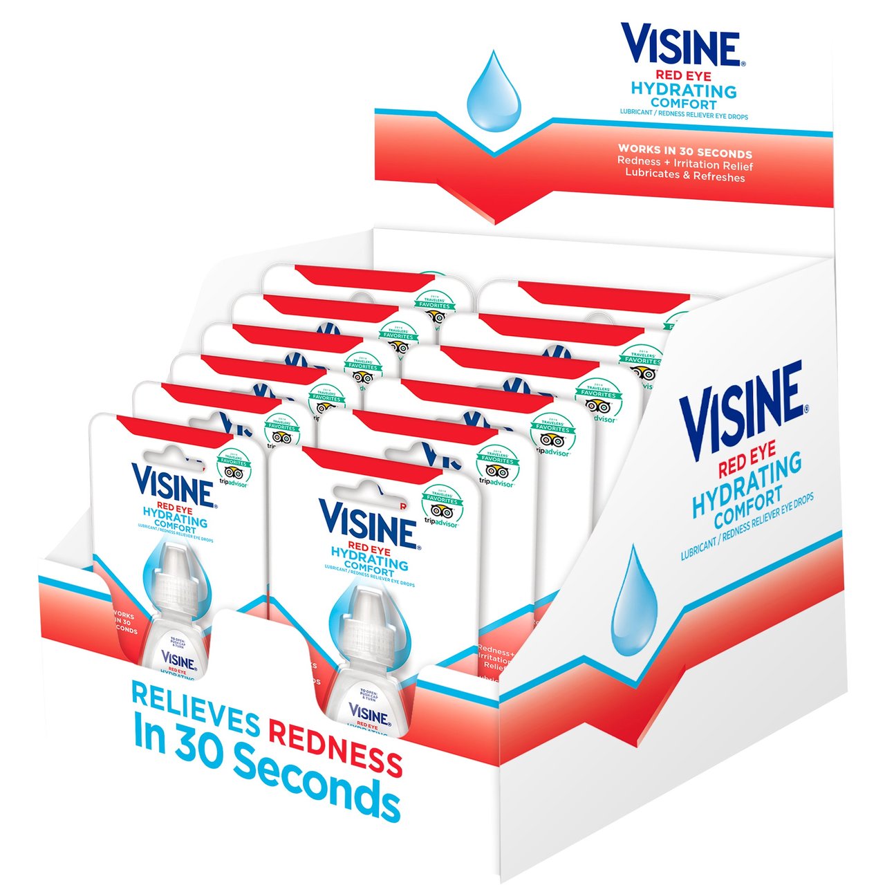Visine Red Eye Hydrating Comfort Eye Drops, 0.28 fl oz, 12-Count - Image 1