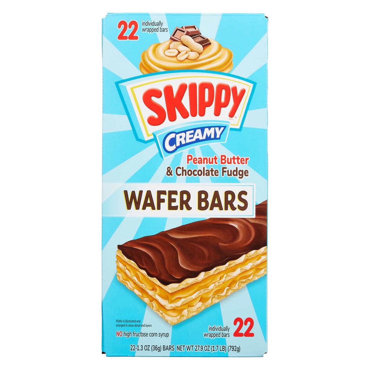 SKIPPY Creamy Peanut Butter & Chocolate Fudge Wafer Bars, 22 ct / 1.3 oz - Image 1