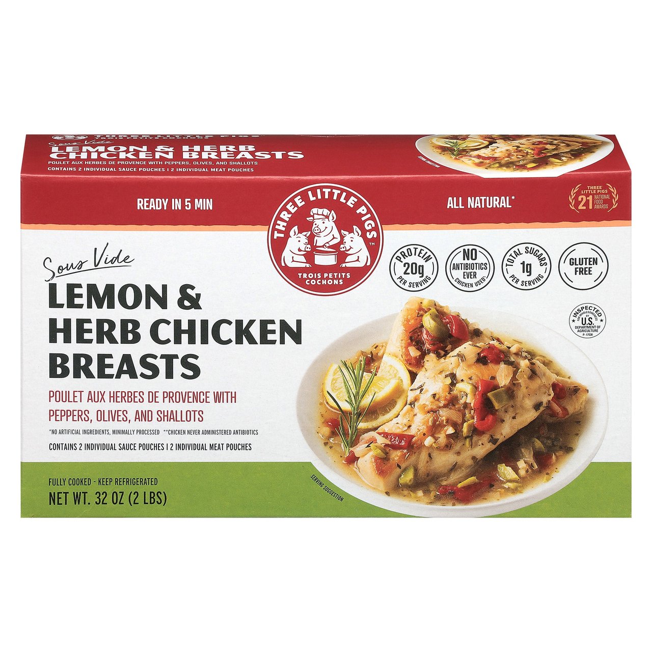 Three Little Pigs Lemon & Herb Chicken 32 oz - Image 1