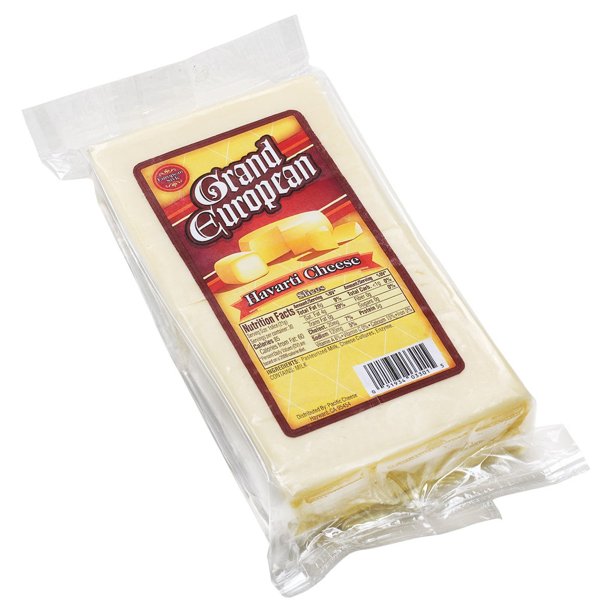 Grand European Sliced Havarti Cheese, 1.5 lbs - Image 1