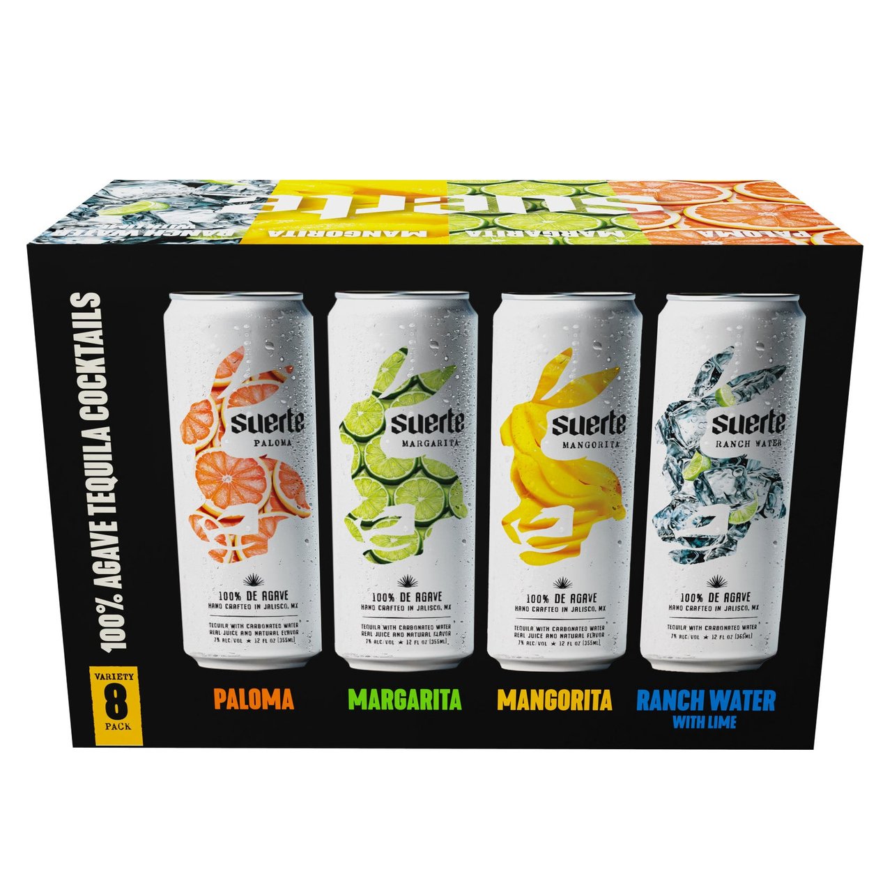 Suerte Tequila Fiesta Ocho Variety Pack, Mexico, 8/12oz Cans