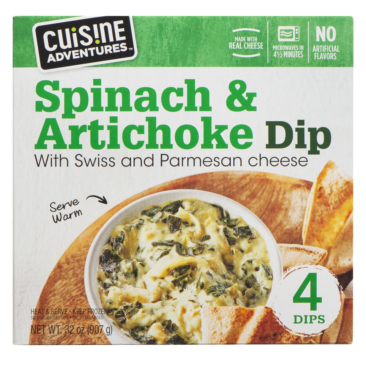 Cuisine Adventures Spinach & Artichoke Dip, 4 x 8 oz