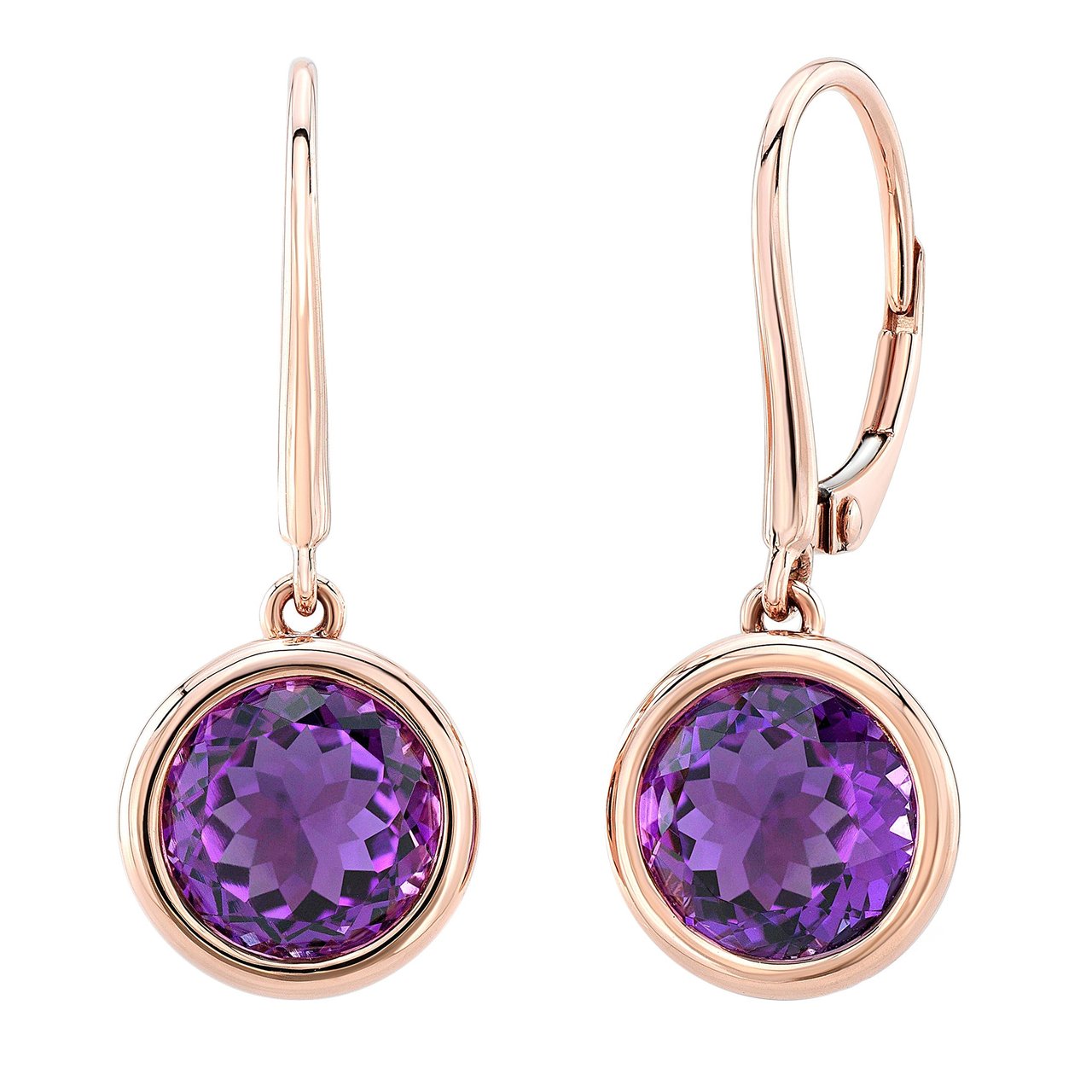 14KT Rose Gold Amethyst Earrings - Image 1