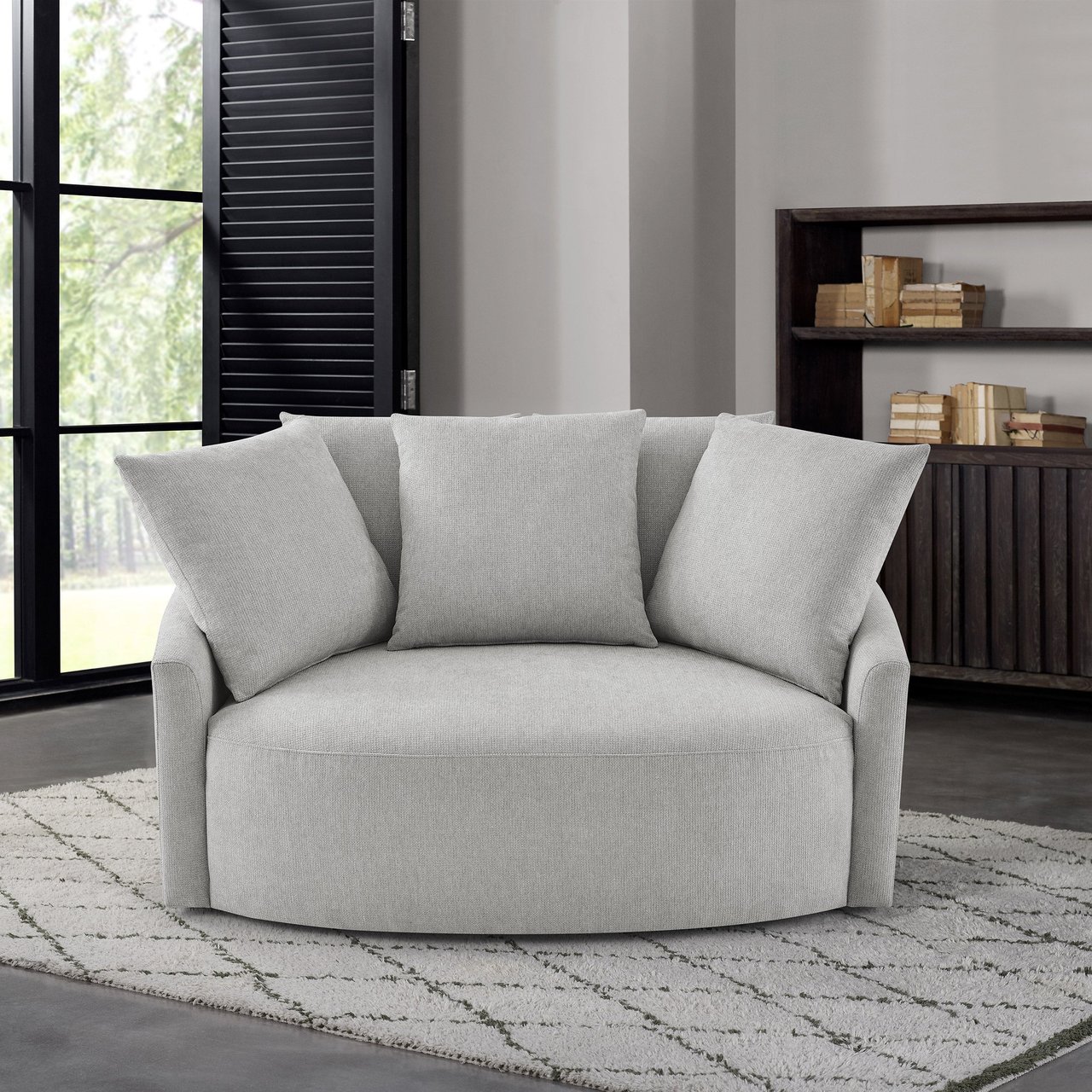 Thomasville 59" Fabric Swivel Chair - Image 1