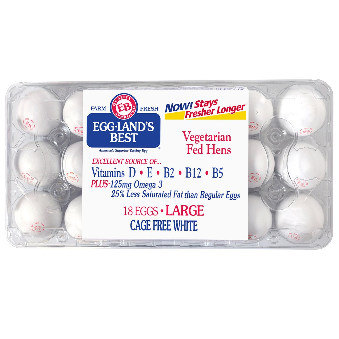 Eggland's Best Large USDA Grade A Eggs with Omega-3, 18 Count (1.5 Dozen) - Image 1